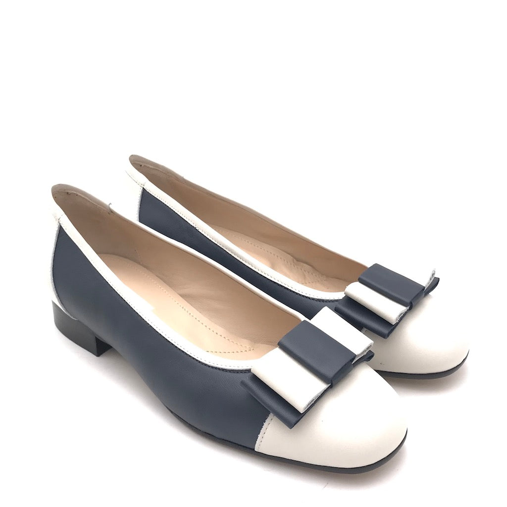 Zulian Calzature Ballerina in pelle blu-panna Qualità Garantita