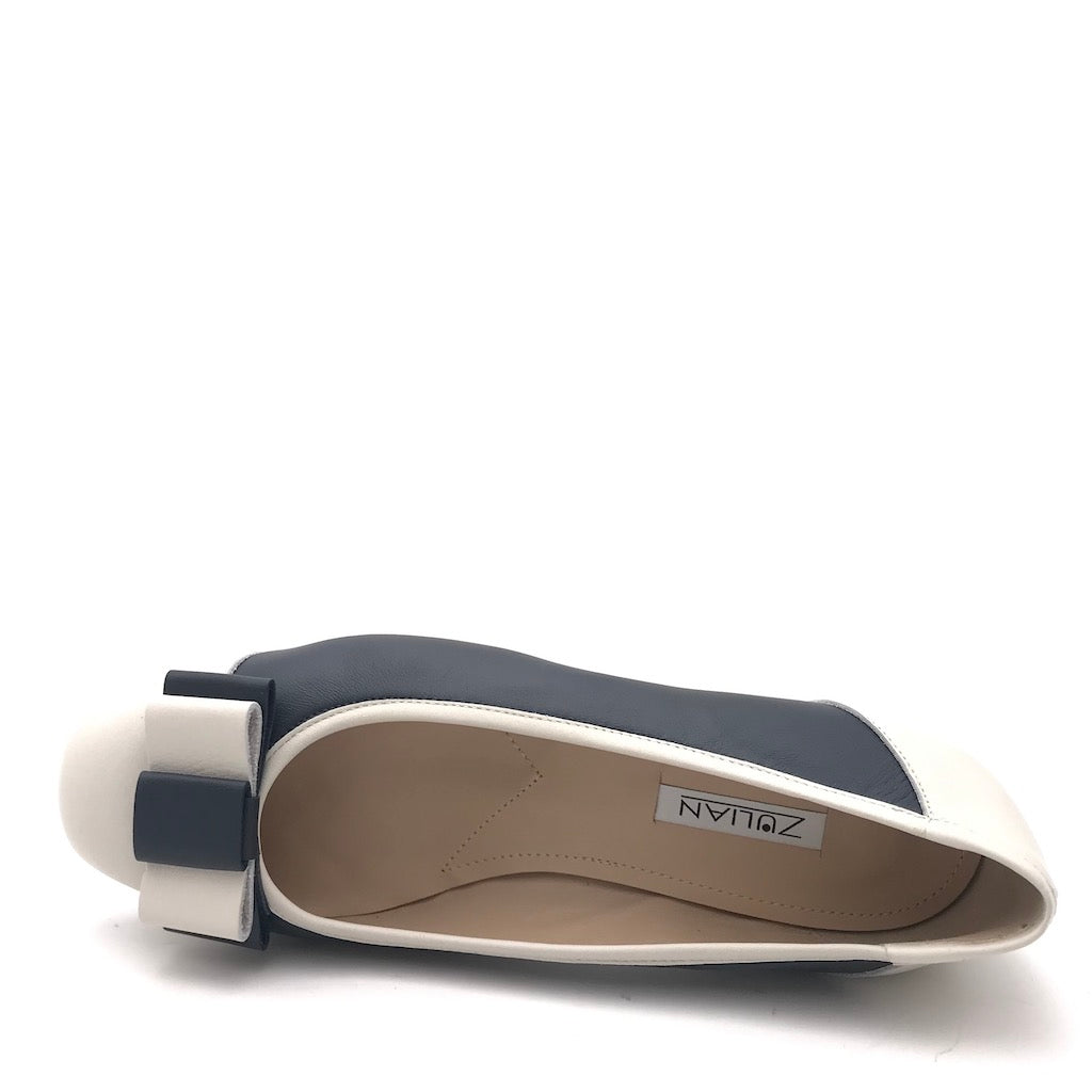 Zulian Calzature Ballerina in pelle blu-panna Qualità Garantita