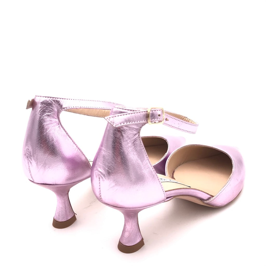 Zulian Calzature Scarpa in pelle laminata lilla Vendita