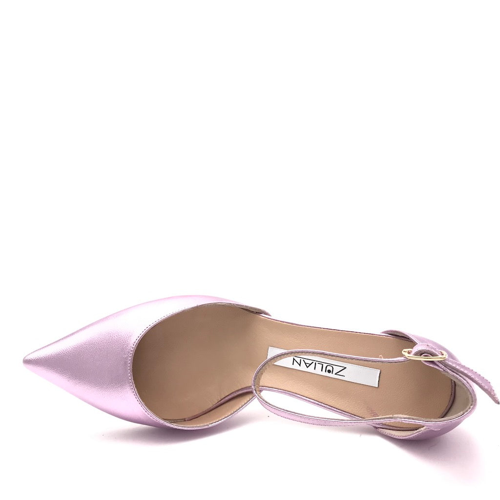 Zulian Calzature Scarpa in pelle laminata lilla Vendita