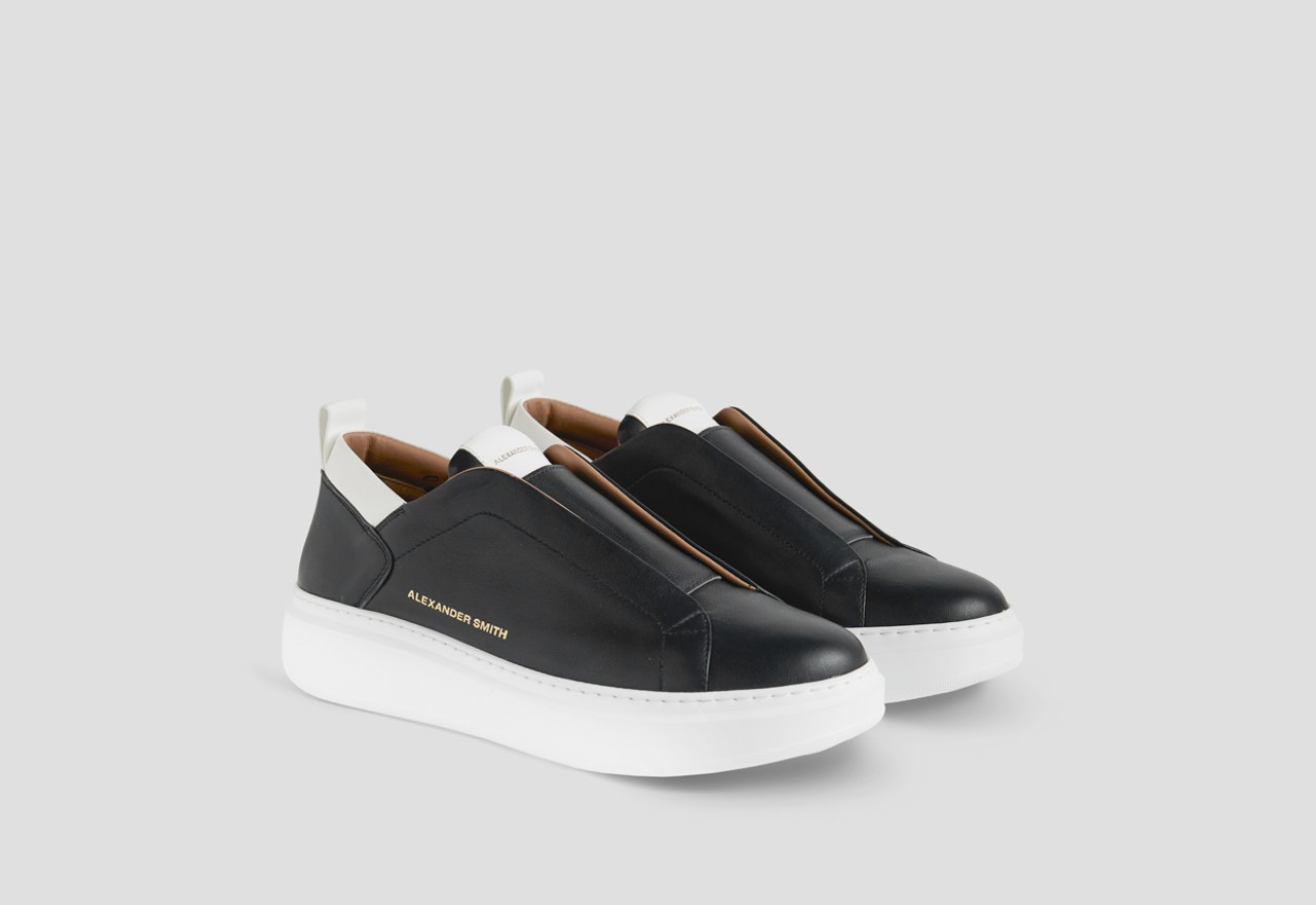 Alexander Smith WEMBLEY SLIP-ON MAN BLACK WHITE Sconto