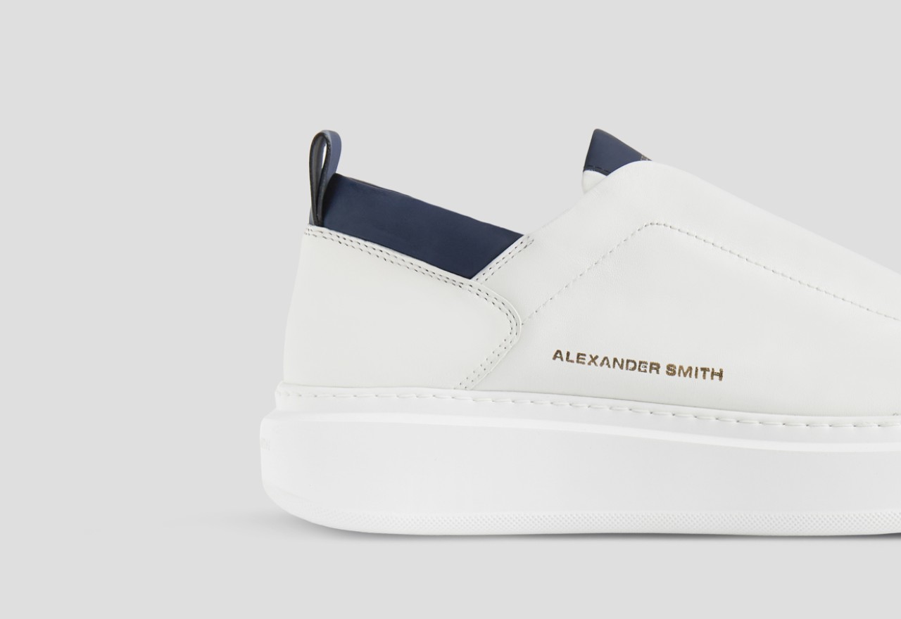 Alexander Smith WEMBLEY SLIP-ON MAN WHITE BLUE Offerta