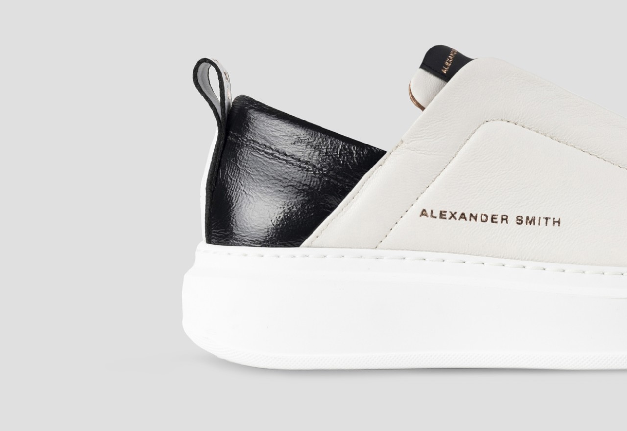 Alexander Smith WEMBLEY SLIP-ON WOMAN WHITE BLACK Vendita Calda